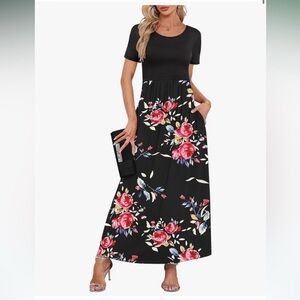 Floral Black long Maxi Dress